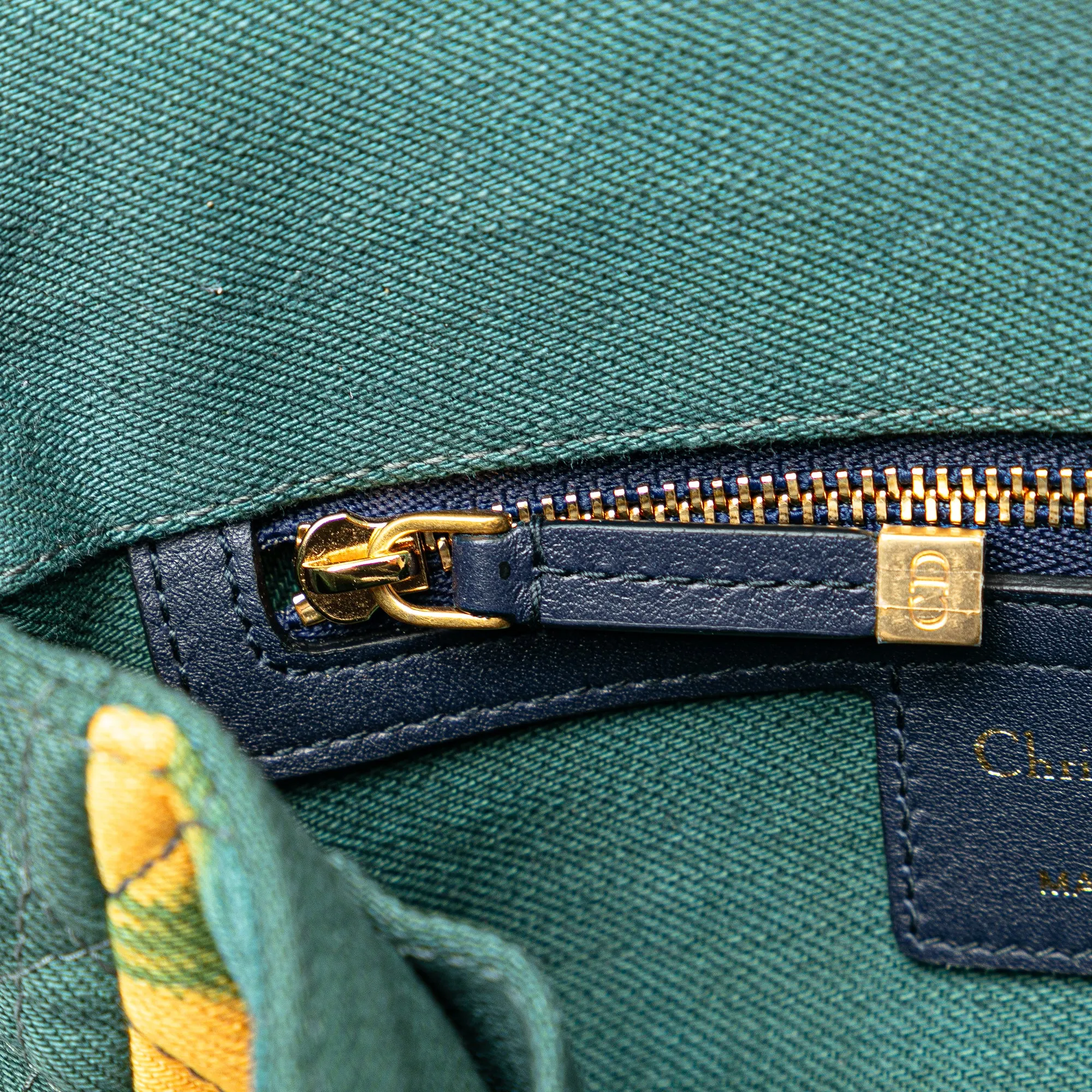 Blue Dior Small Denim Tie-Dye Cannage Caro Bag