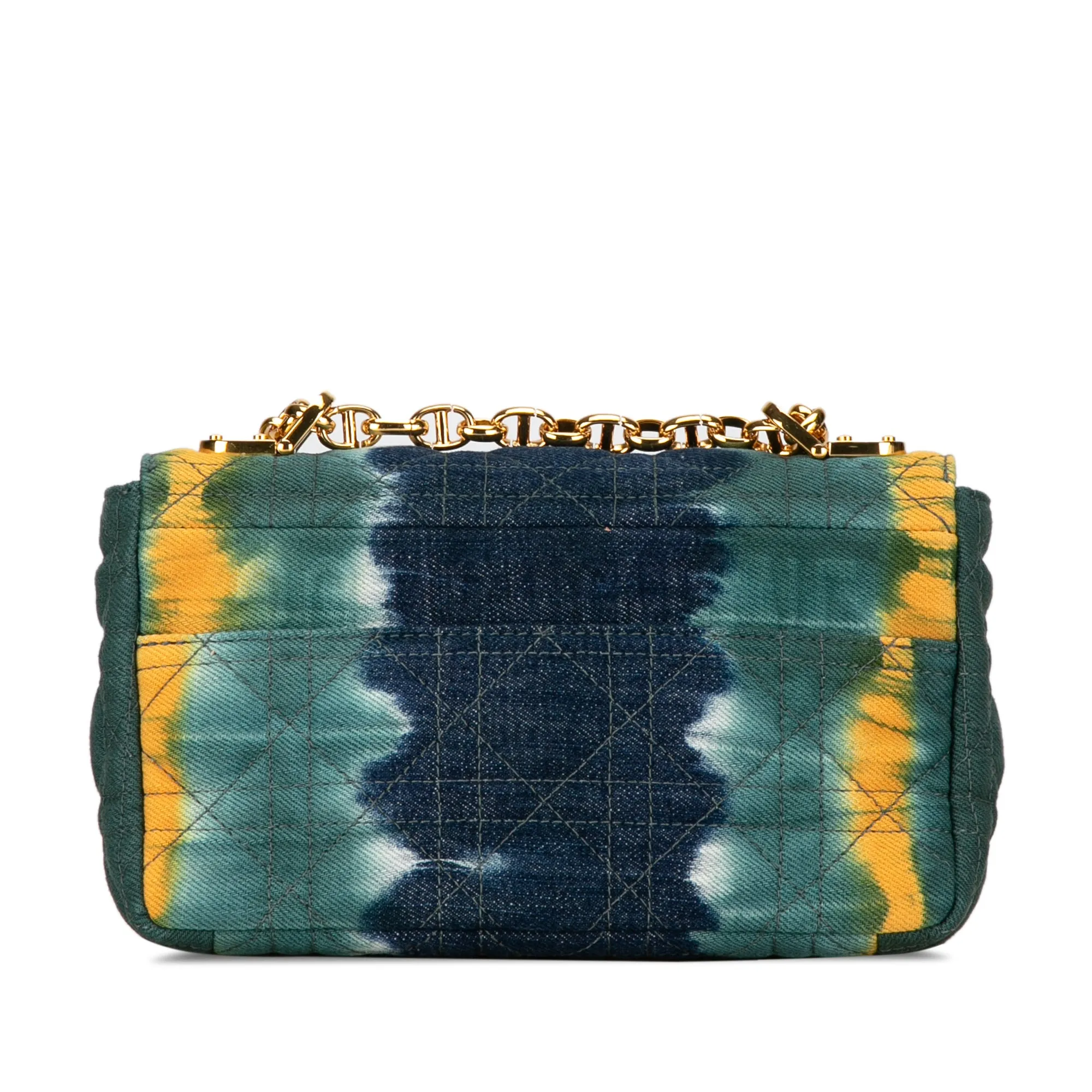 Blue Dior Small Denim Tie-Dye Cannage Caro Bag