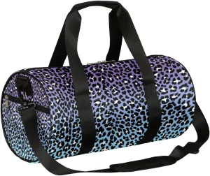 Blue Multicolored Leopard Print Gym Bag Small Gym Duffel Bags for Men Women Overnight Weekender Bags Lightweight Sport Duffle Bag Carry On Gymbag