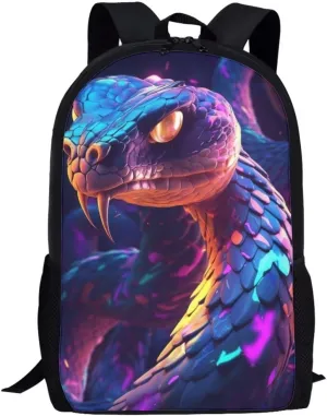 Blue Purple Snake Girls School Backpack Women College Bookbag Lady Travel Rucksack 17 Inch Laptop Bag Cute Animal Schoolbag