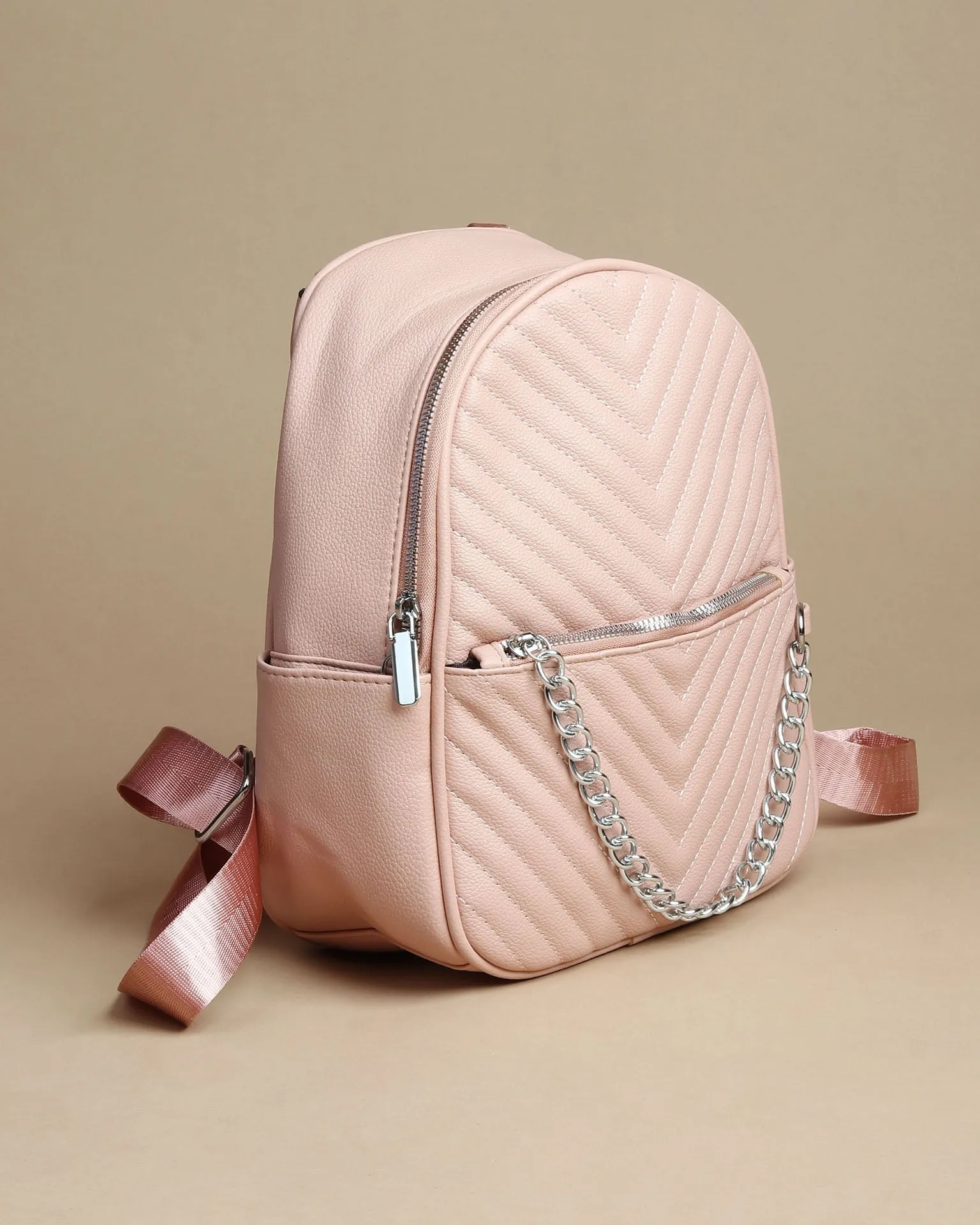 Blush Charm Quilted Backpack