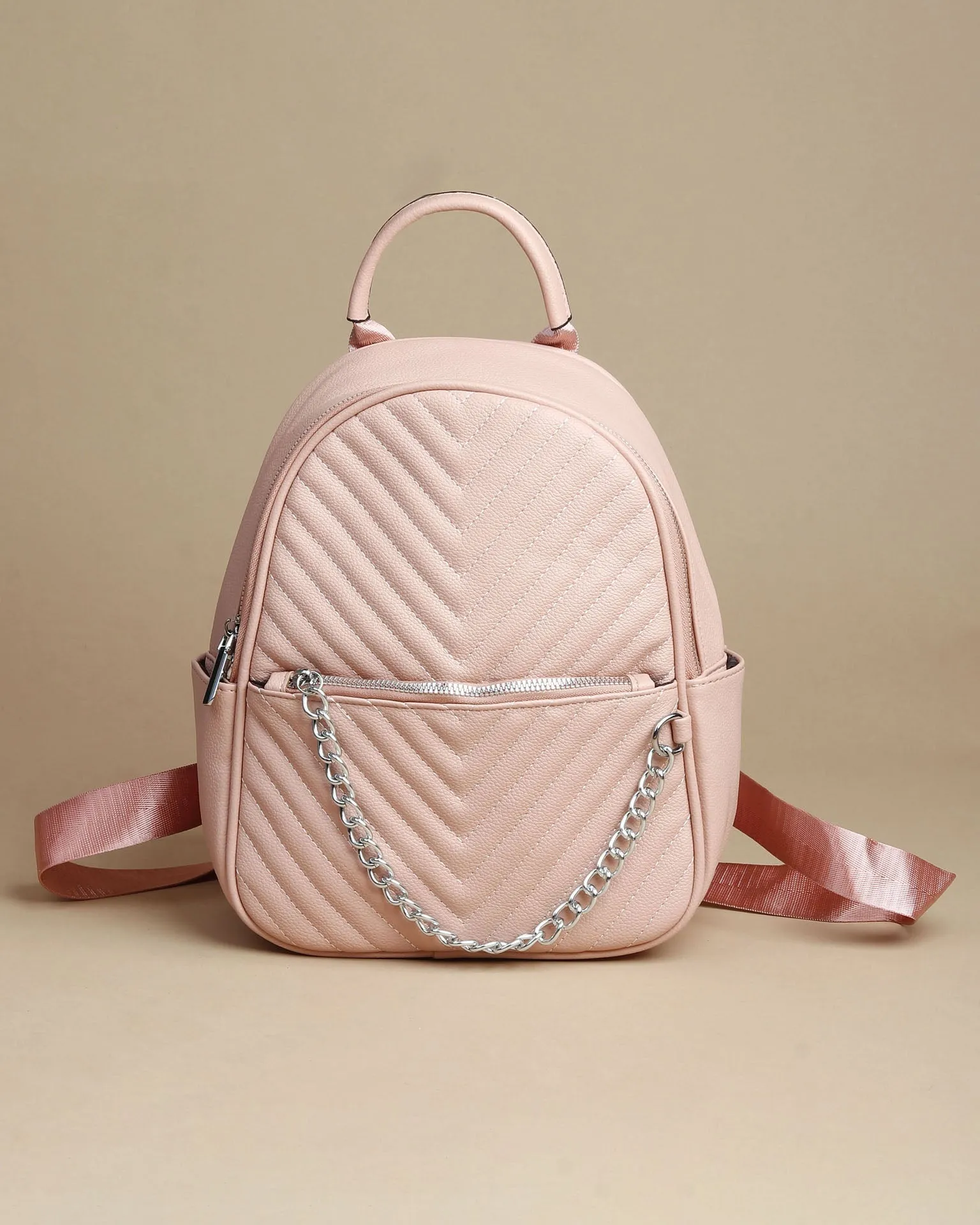 Blush Charm Quilted Backpack