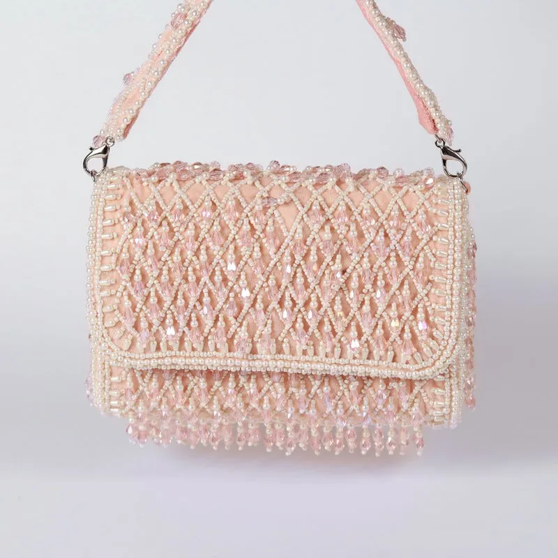 Blush Flap Over Bag with Handle