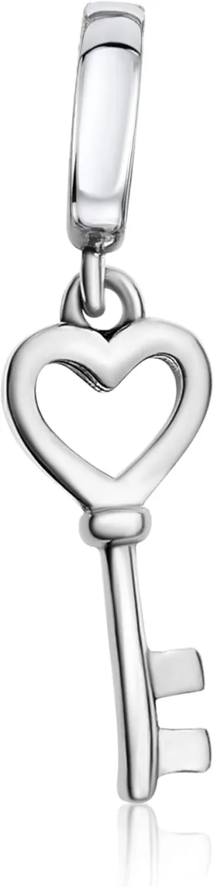 Bolenvi Key To My Heart Dangle Pendant Charm, Omni Clasp Clip on 925 Sterling Silver Charms, Compatible with Pandora & Similar Charm Bracelets, Necklaces & DIY Jewelry, Charms For Jewelry Making