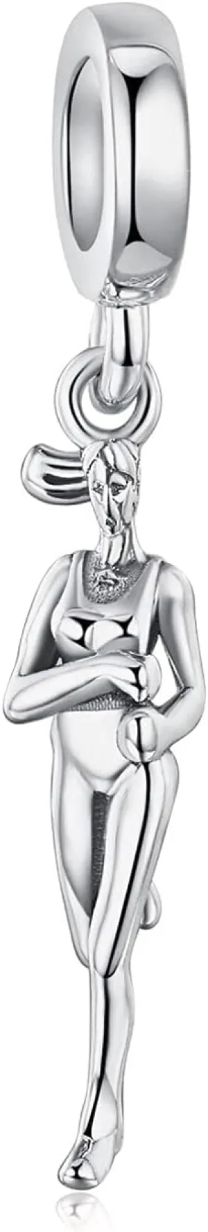 Bolenvi Track Marathon Runner Clip On Open Dangle Pendant, Omni Clasp Clip on 925 Sterling Silver Charms, Compatible with Pandora & Similar Charm Bracelets, Necklaces & DIY Jewelry