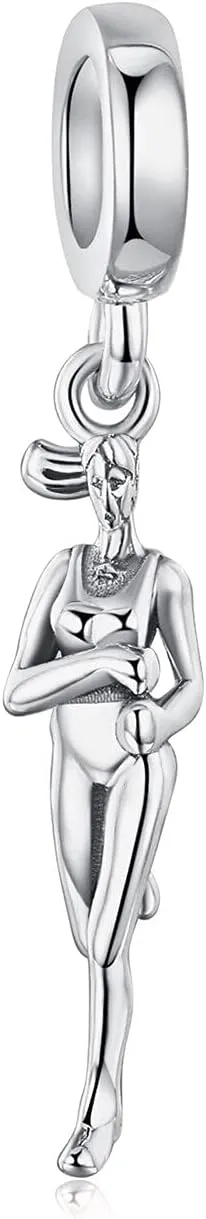 Bolenvi Track Marathon Runner Clip On Open Dangle Pendant, Omni Clasp Clip on 925 Sterling Silver Charms, Compatible with Pandora & Similar Charm Bracelets, Necklaces & DIY Jewelry