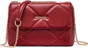 BOSTANTEN Crossbody Bags for Women Small Purse Vegan Leather Quilted Shoulder Bag With Chain Trendy Ladies Handbags