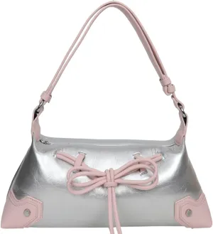 Bow Tie PU Leather Shoulder Purse Women Teen Girls Coquette Aesthetic Shoulder Bag Balletcore Handbags Cluch Bags