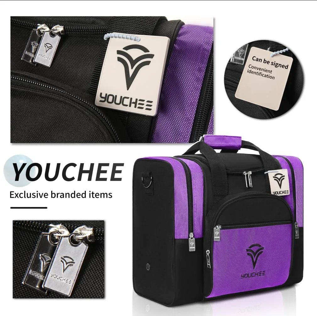 Bowling Ball Tote Bag with Padded Holder, Holds One Bowling Ball and Shoes Up to Mens Size 15, Multifunction Accessory Pockets