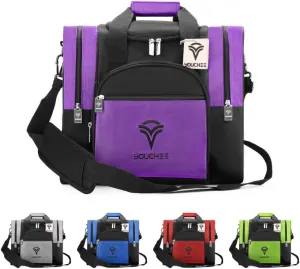 Bowling Ball Tote Bag with Padded Holder, Holds One Bowling Ball and Shoes Up to Mens Size 15, Multifunction Accessory Pockets