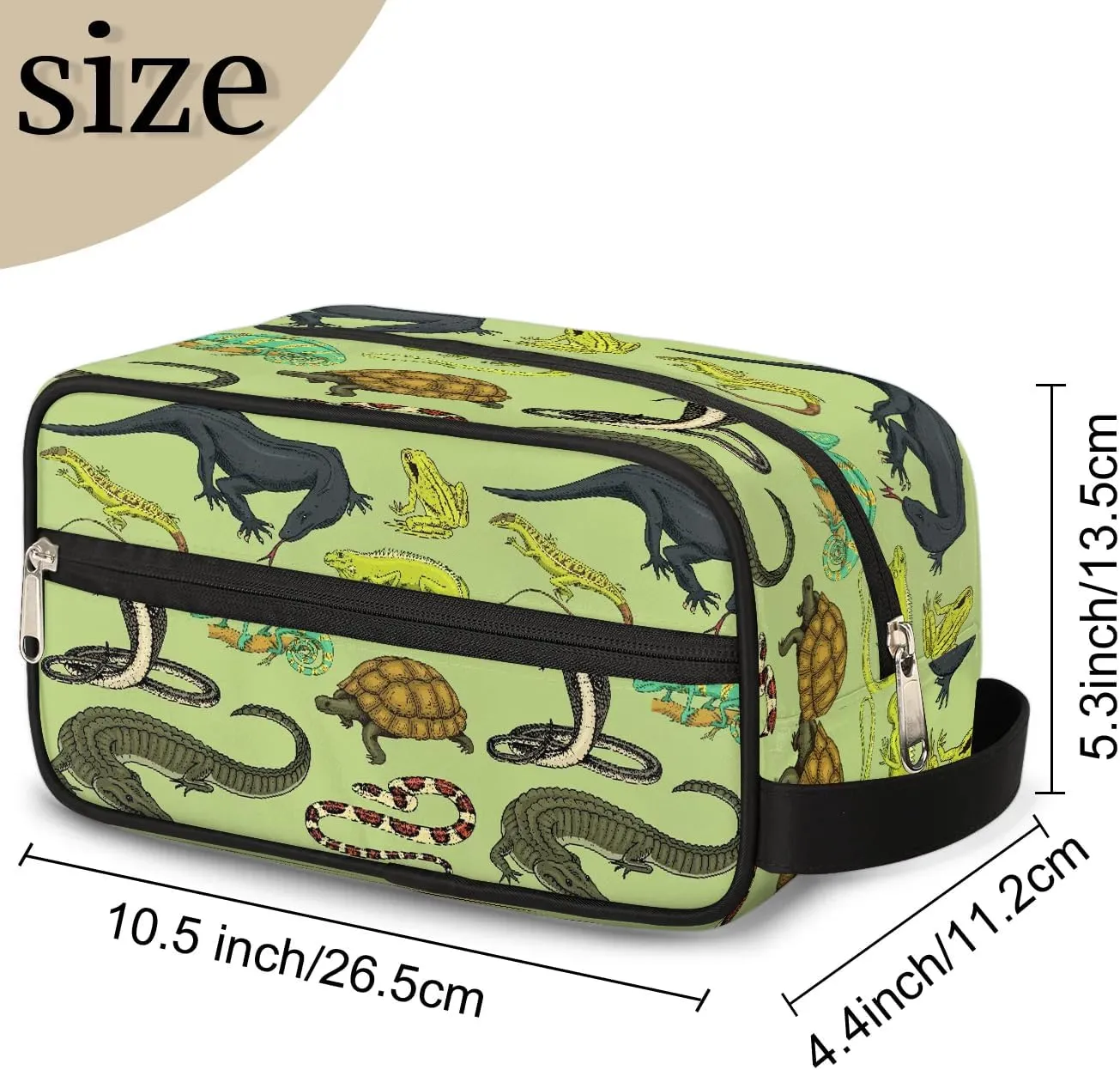 Boys Travel Toiletry Bag, Kids Waterproof Hanging Dopp Kit, Snake Lizard Turtle Wash Bag with Large Capacity for Travel, Sports, Shower