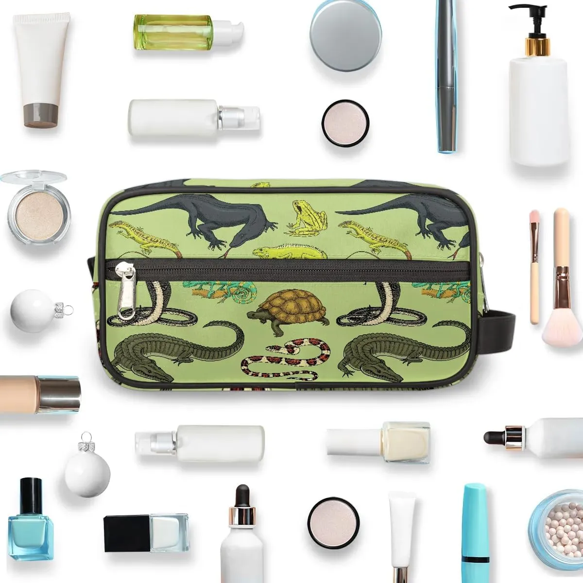 Boys Travel Toiletry Bag, Kids Waterproof Hanging Dopp Kit, Snake Lizard Turtle Wash Bag with Large Capacity for Travel, Sports, Shower