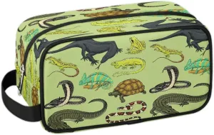 Boys Travel Toiletry Bag, Kids Waterproof Hanging Dopp Kit, Snake Lizard Turtle Wash Bag with Large Capacity for Travel, Sports, Shower