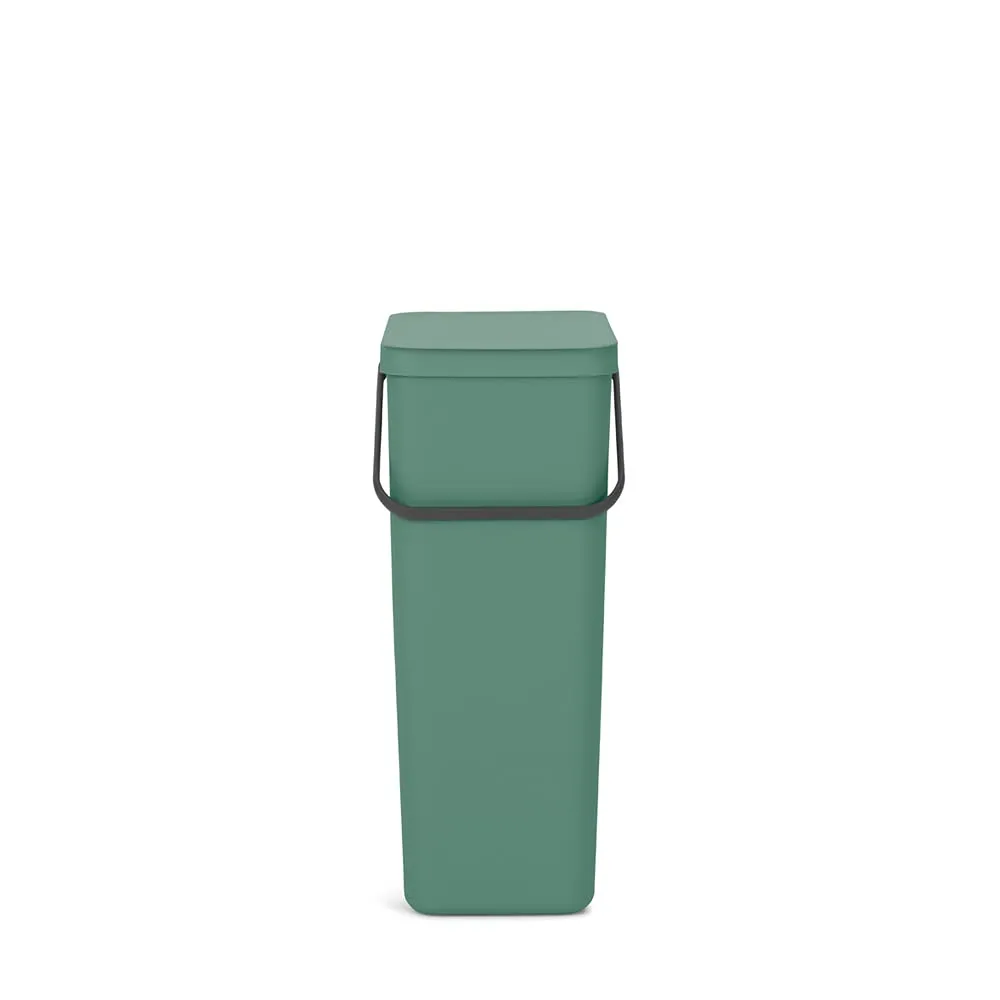 Brabantia Sort & Go Kitchen Recycling/Garbage Trash Can (10.6 Gal/Fir Green) Large Refuse Organiser with Handle & Removable Lid, Easy Clean, PerfectFit Bags Included