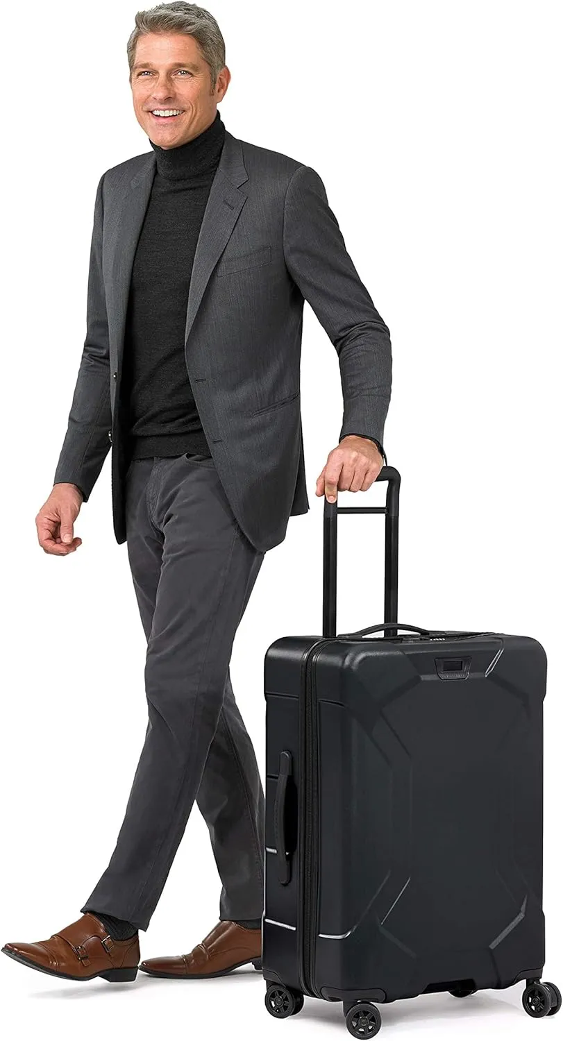 Briggs & Riley 27" Medium Spinner - Checked Luggage for Travel, Suitcases with Wheels, Hardside Rolling Bag for Men & Women, Self-Repairing Zipper - Torq Collection, Stealth Black