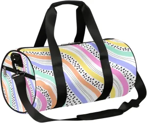 Bright Wave Dots Gym Bag Small Gym Duffel Bags for Men Women Overnight Weekender Workout Bag Lightweight Sport Duffle Bag Carry On Gymbag