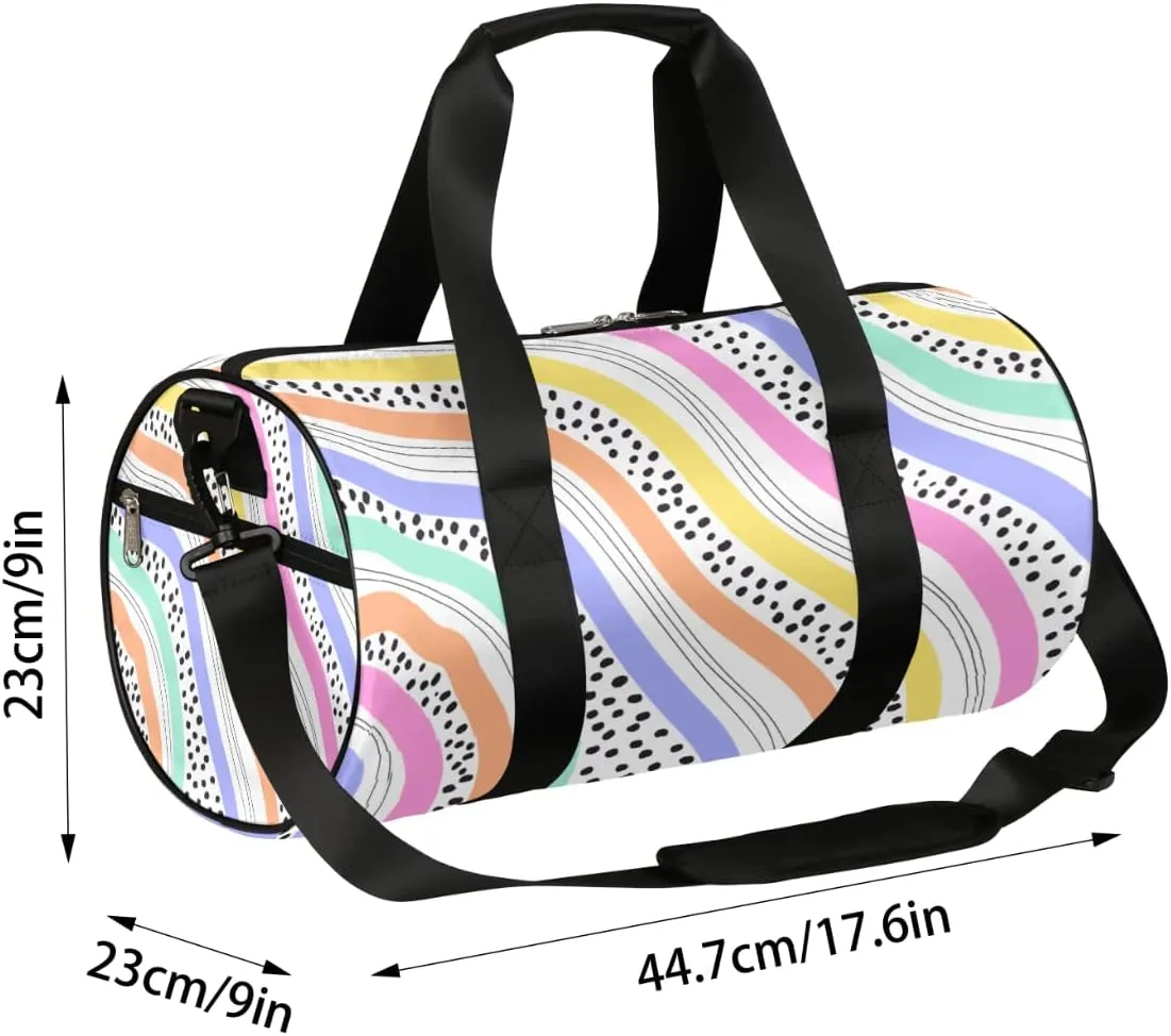 Bright Wave Dots Gym Bag Small Gym Duffel Bags for Men Women Overnight Weekender Workout Bag Lightweight Sport Duffle Bag Carry On Gymbag