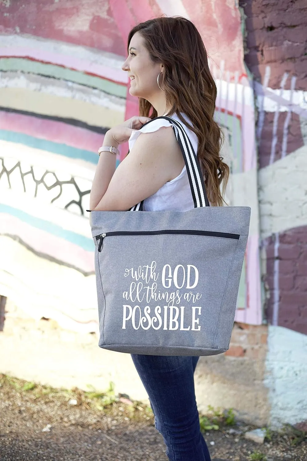 Brooke & Jess Designs Church Bags for Women - Bible Tote Bags for Women, Large Tote Bag for Womens with Zipper