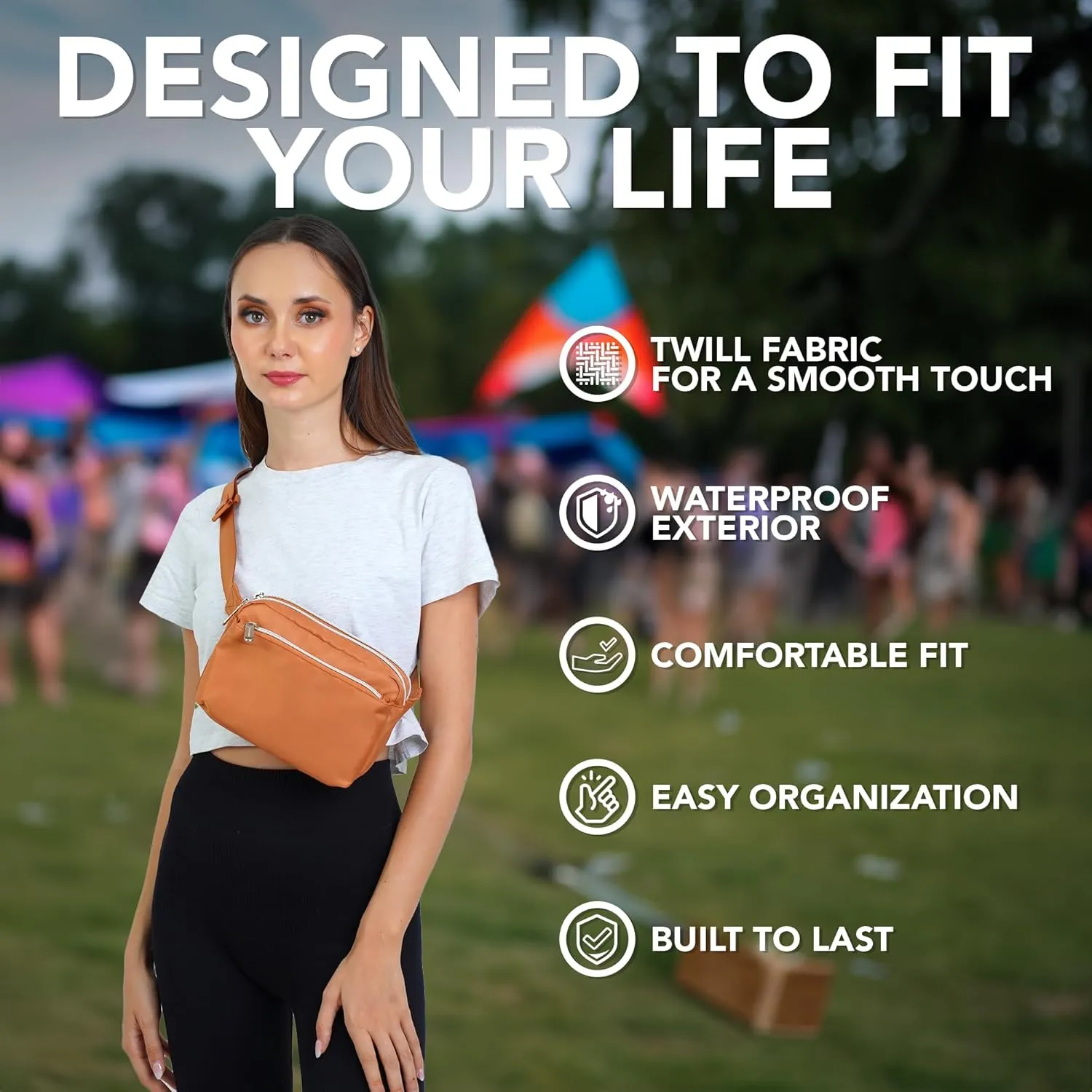 Brown Crossbody Belt Bag for Women – Stylish Fanny Pack, Functional and Fashion Waist Packs for Travel, Festivals, and Everyday Use