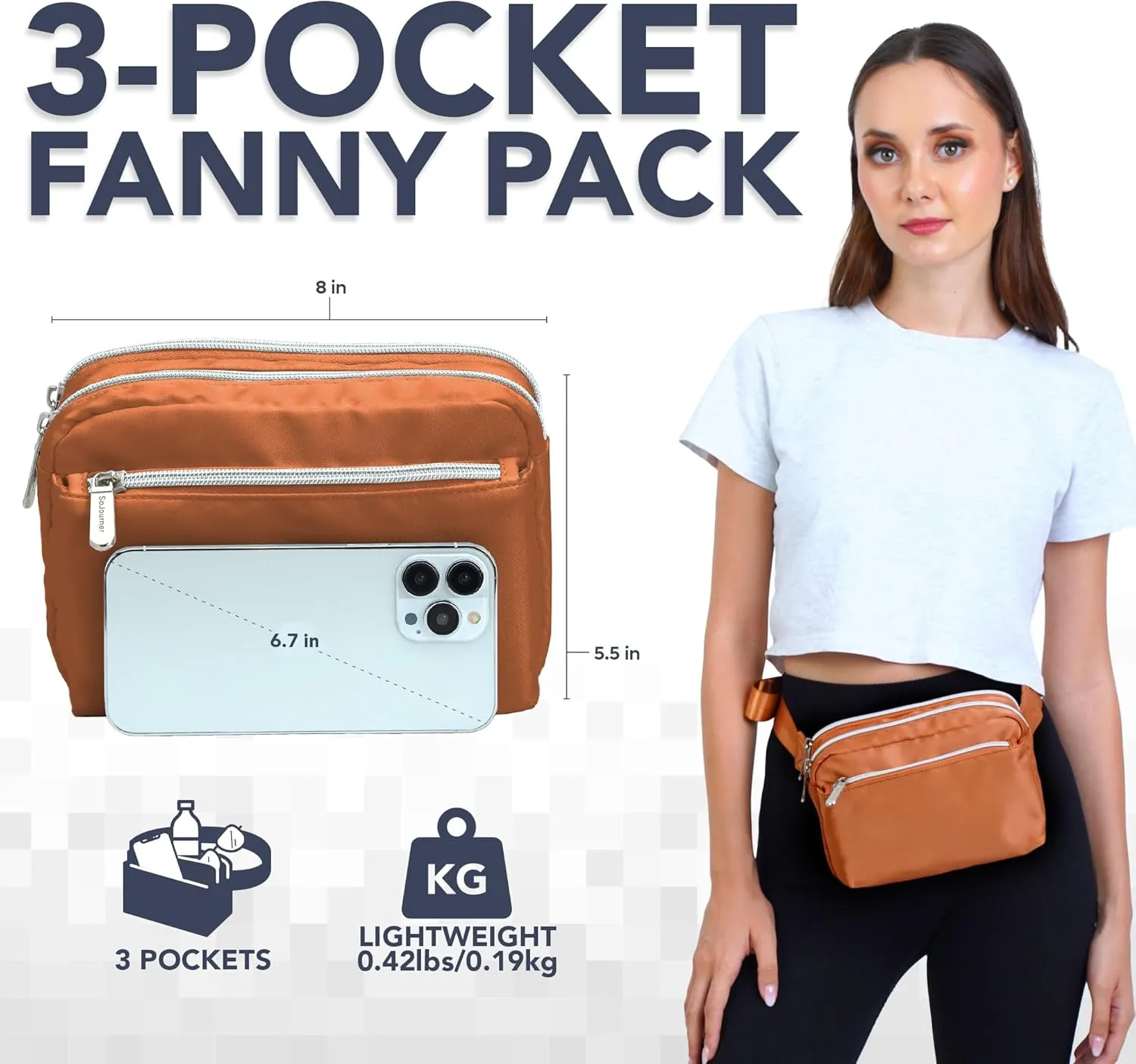 Brown Crossbody Belt Bag for Women – Stylish Fanny Pack, Functional and Fashion Waist Packs for Travel, Festivals, and Everyday Use