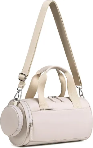 BTOOP 10'' Mini Gym Bag for Women Girls Cute Small Duffle Bag Workout Sport Bags for Dance,Fitness,Yoga (Beige-Gray)