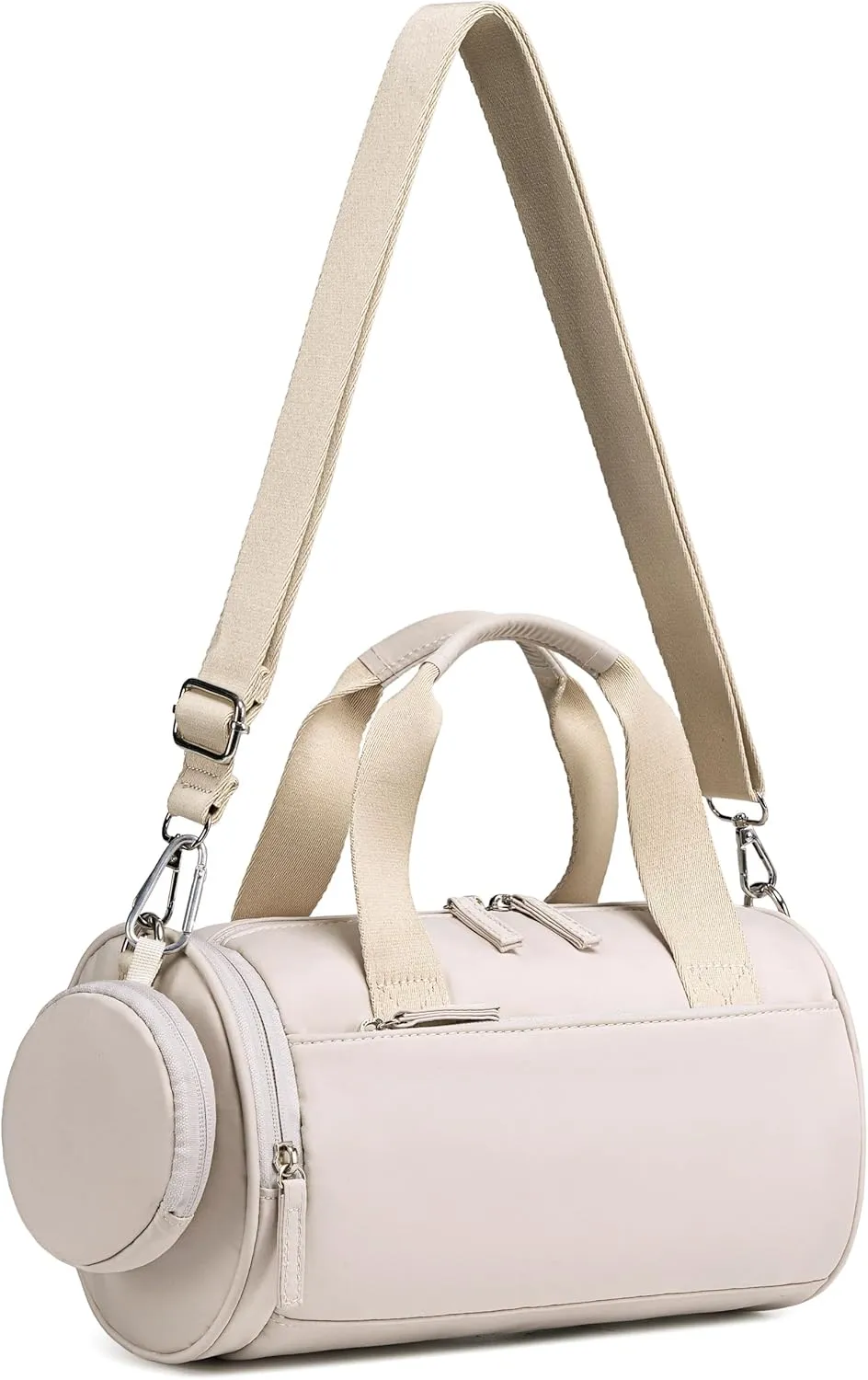 BTOOP 10'' Mini Gym Bag for Women Girls Cute Small Duffle Bag Workout Sport Bags for Dance,Fitness,Yoga (Beige-Gray)