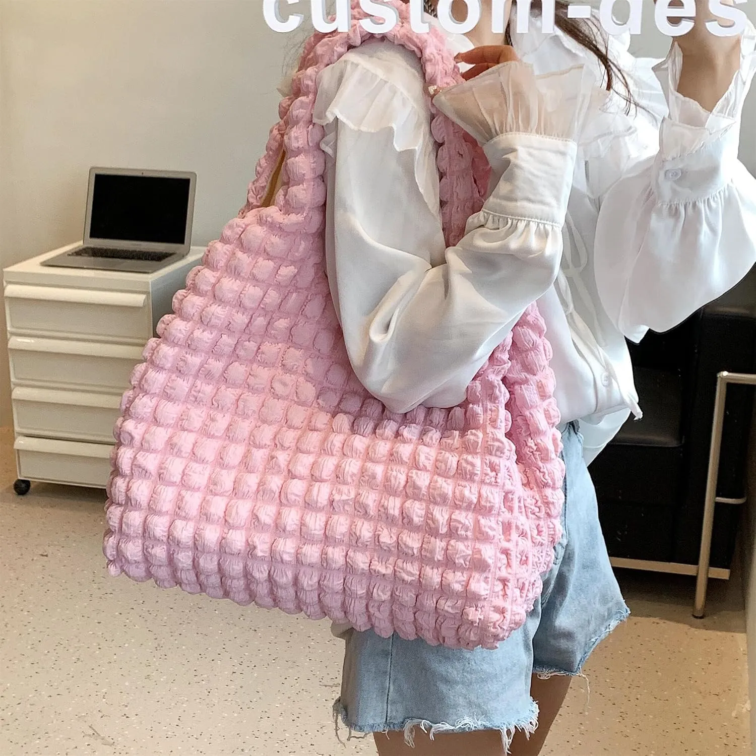 Bubble Large Shoulder Bags for Women Puff Tote Handbag and Purse Cloud Casual Shopping Travel Bag Lightweight