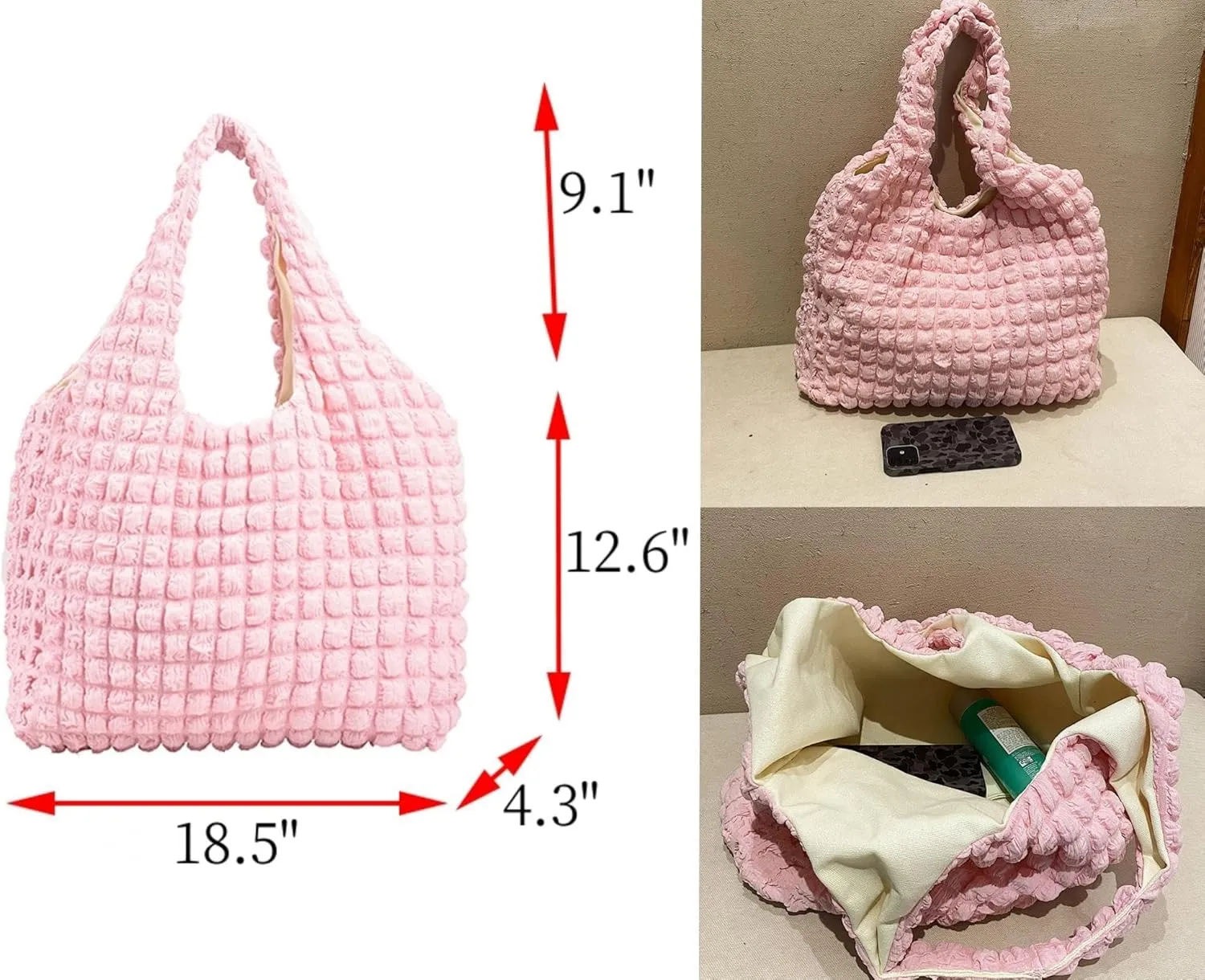 Bubble Large Shoulder Bags for Women Puff Tote Handbag and Purse Cloud Casual Shopping Travel Bag Lightweight