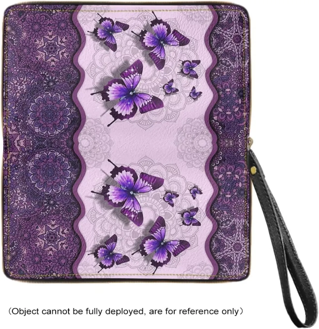 Bulopur Boho Butterfly Pattern Zipper Around Women Wallet with Coin Pockets, Clutch Phone Bags Travel Purse with Wristlet
