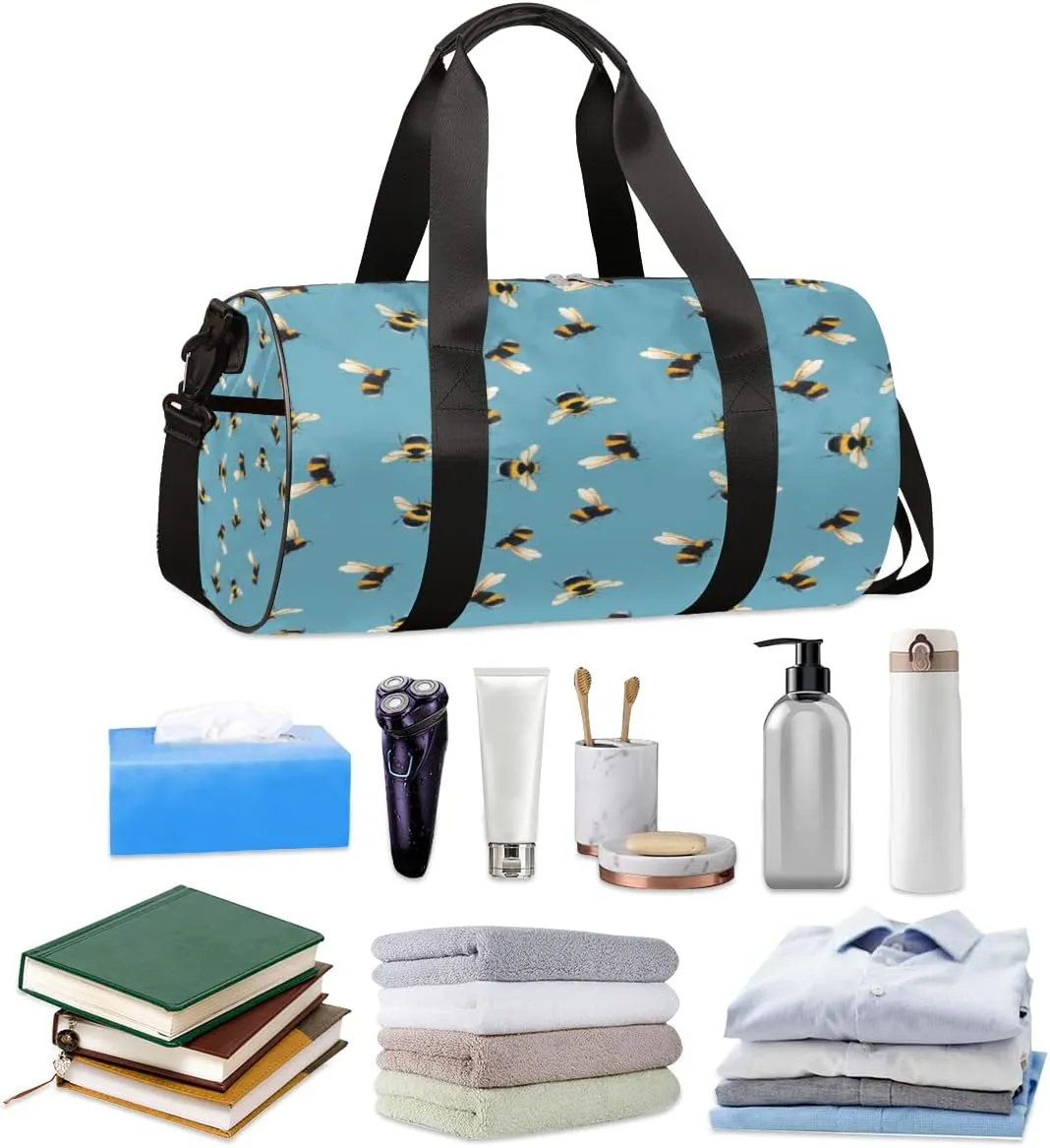 Bumblebee Cute Gym Bag Small Gym Duffel Bags for Men Women Overnight Weekender Bag Lightweight Sport Duffle Bag Carry On Gymbag