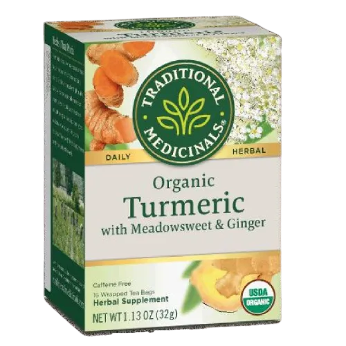 [Bundle Of 4] Traditional Medicinals Organic Turmeric with Meadowsweet and Ginger, 16 bags Exp: