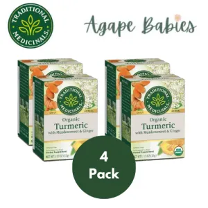[Bundle Of 4] Traditional Medicinals Organic Turmeric with Meadowsweet and Ginger, 16 bags Exp: