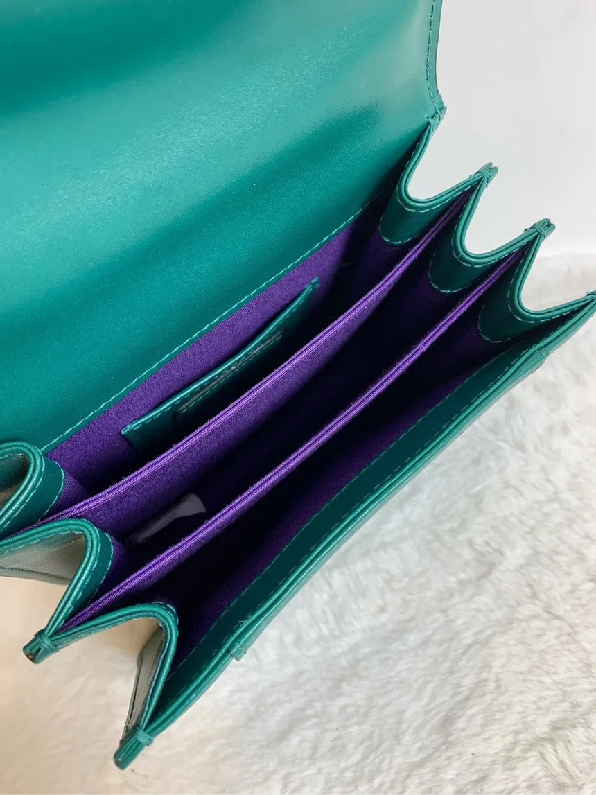 Bvlgari Snake Bag S Green Leather Top Handle Bag