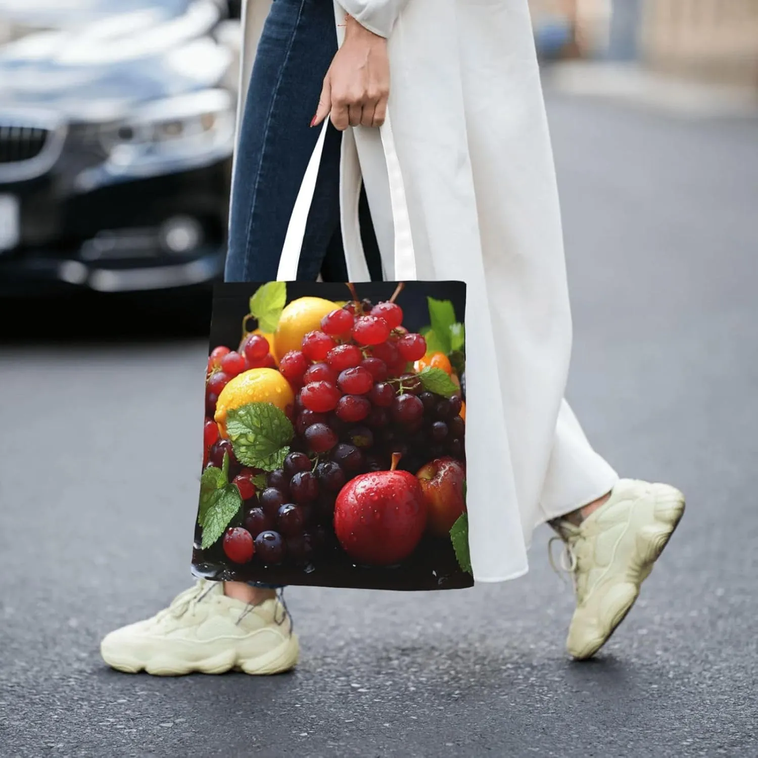 Canvas Tote Bag For Women Reusable Shopping Bag Casual Green Snake Shoulder Bag Handbag For Travel