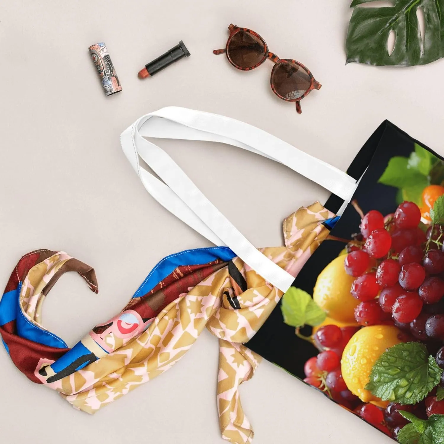 Canvas Tote Bag For Women Reusable Shopping Bag Casual Green Snake Shoulder Bag Handbag For Travel