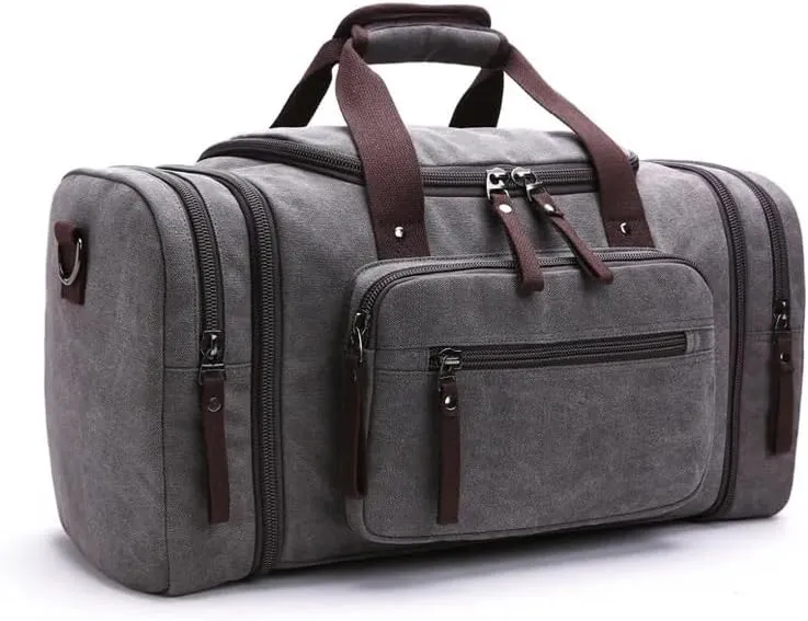 Canvas Travel Bags Large Capacity Carry On Luggage Bags Men Duffel Bag Travel Tote Weekend Bag Dropshipping(Dark gray)