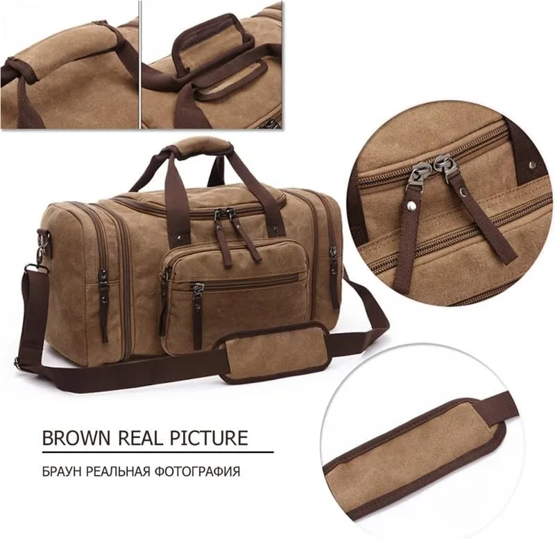 Canvas Travel Bags Large Capacity Carry On Luggage Bags Men Duffel Bag Travel Tote Weekend Bag Dropshipping(Dark gray)