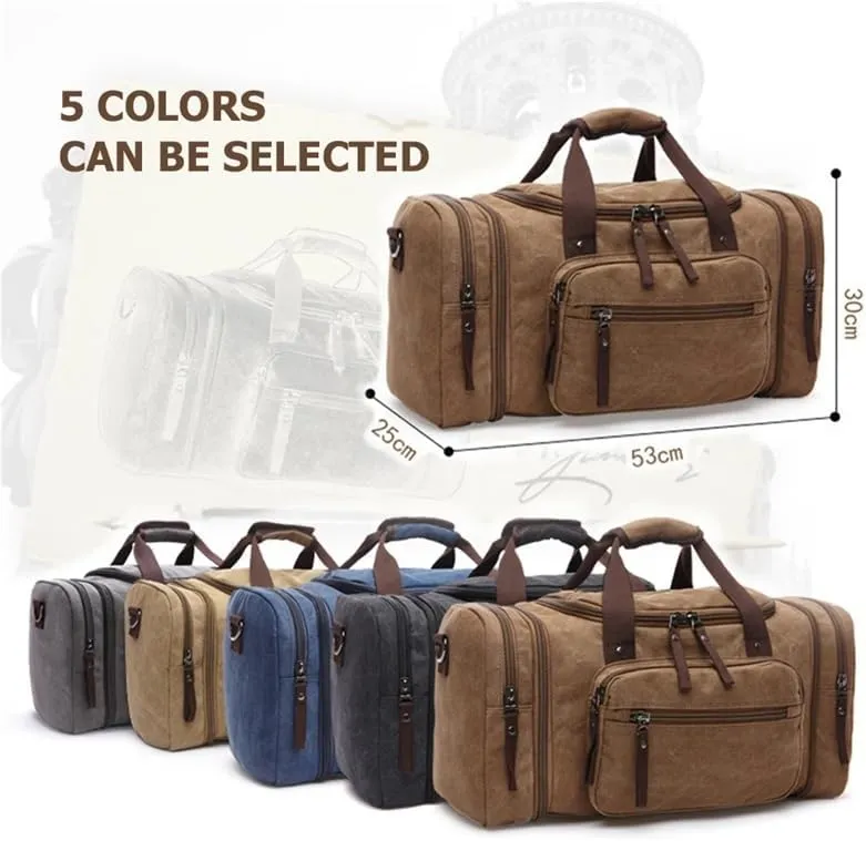 Canvas Travel Bags Large Capacity Carry On Luggage Bags Men Duffel Bag Travel Tote Weekend Bag Dropshipping(Dark gray)