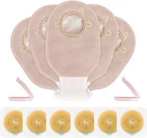 Carbou 21 PCS Colostomy Bags Ostomy Supplies Clamp Drainable Pouches for Colostomy Ileostomy Stoma Care with Measure Card,Cut-to-Fit(15pcs Bags 6pcs Barriers)