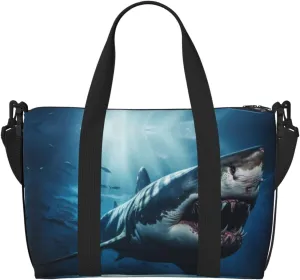 Carry On Duffle Bags Overnight Weekender Bags for Women, 3D Realistic Shark Personal Item Travel Bag, Travel Essentials Sport Gym Bag for Men Women