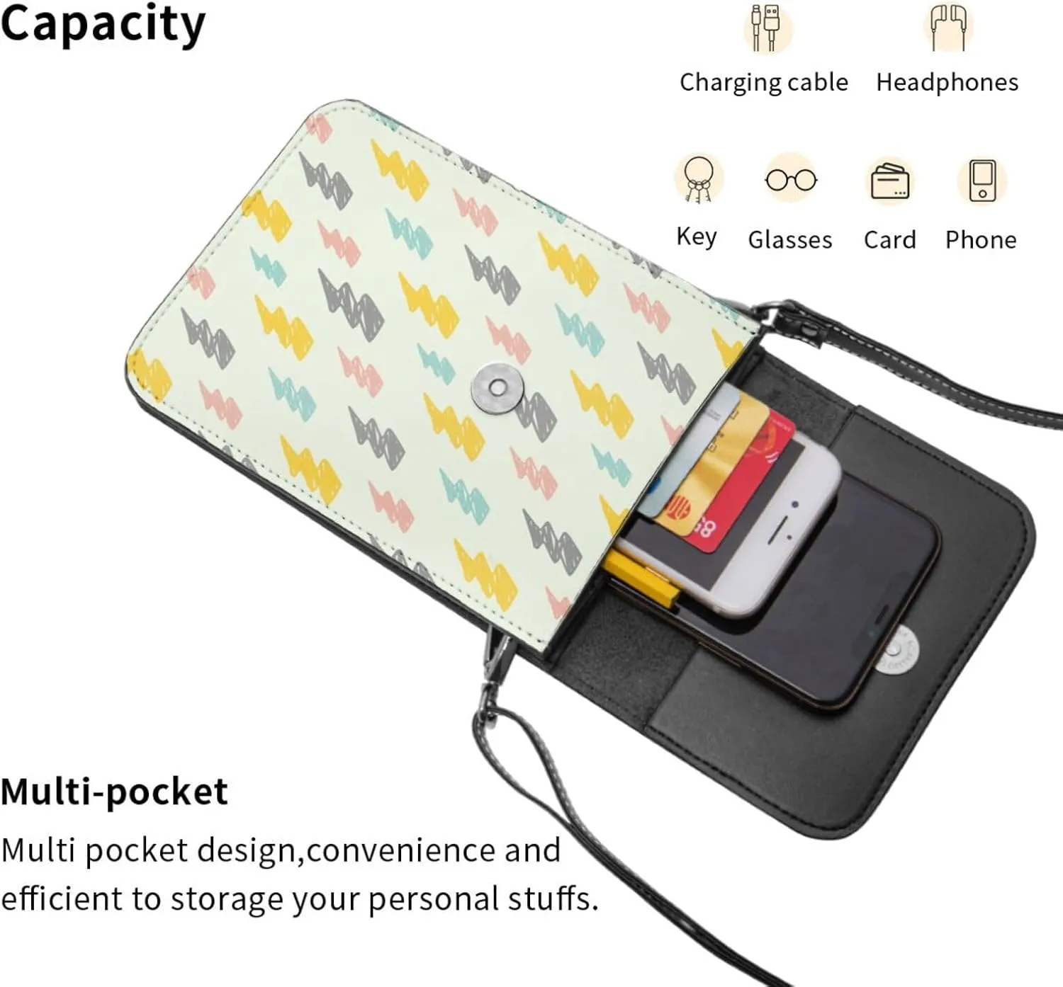 Carton Thunders Leather Crossbody Phone Purse for Women Cute Wallet Bags Lightweight Mini Sling Bag