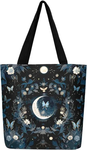 Cartoon Canvas Tote Bag Aesthetic for Women,Cute Animals Reusable Grocery Handbag