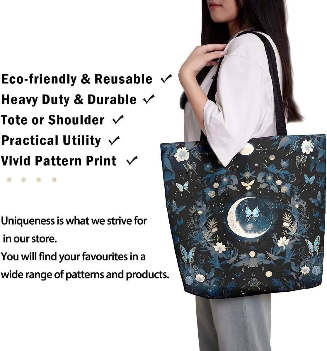Cartoon Canvas Tote Bag Aesthetic for Women,Cute Animals Reusable Grocery Handbag