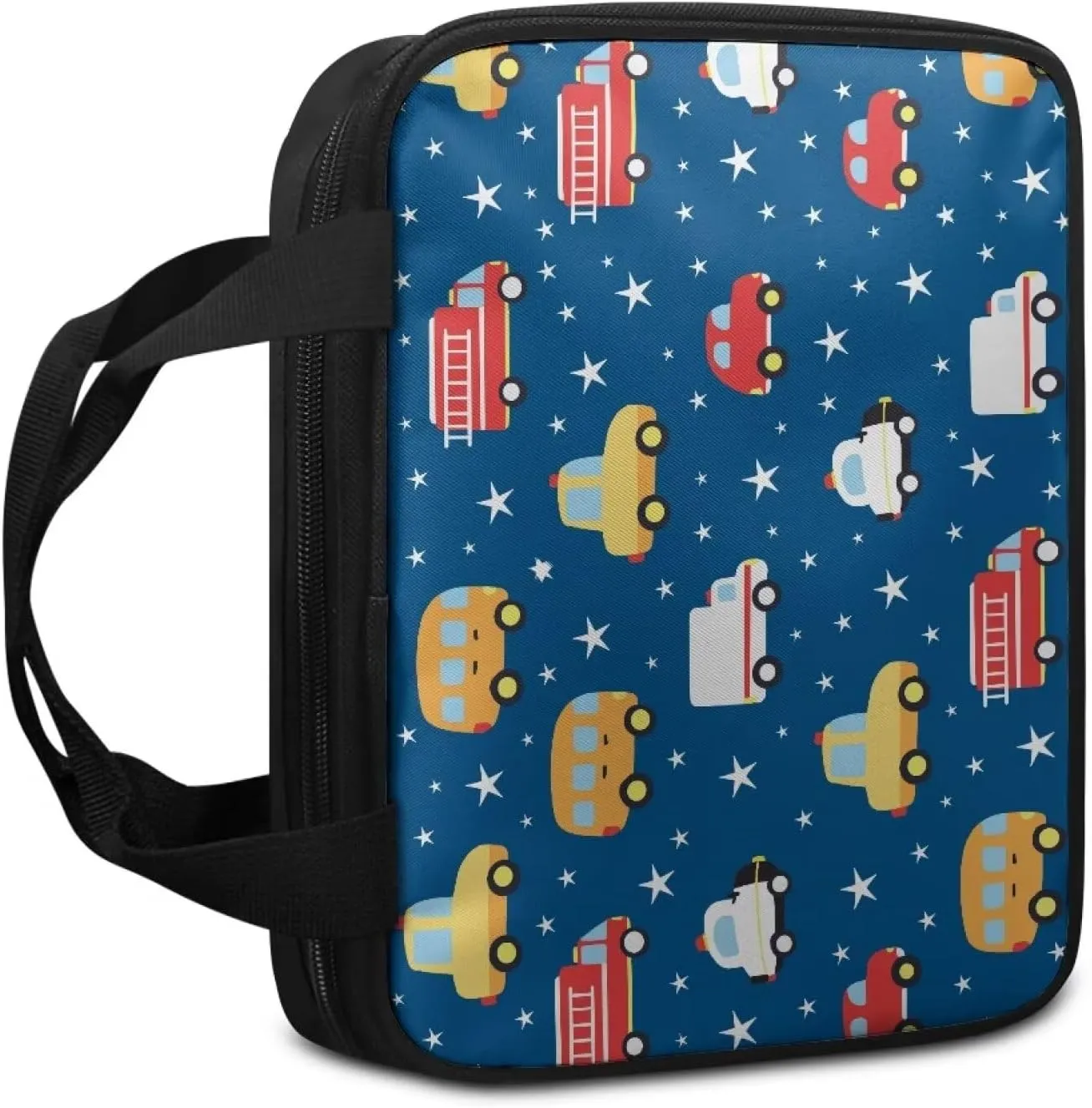 Cartoon Cars Print Bible Bag for Boys,Kids Bible Book Case,Bible Carrying Book Case with Handle,Medium Bible Shoulder Bag,Scripture Bag,Church Tote Bag for Boys Kids,Gift for Boys