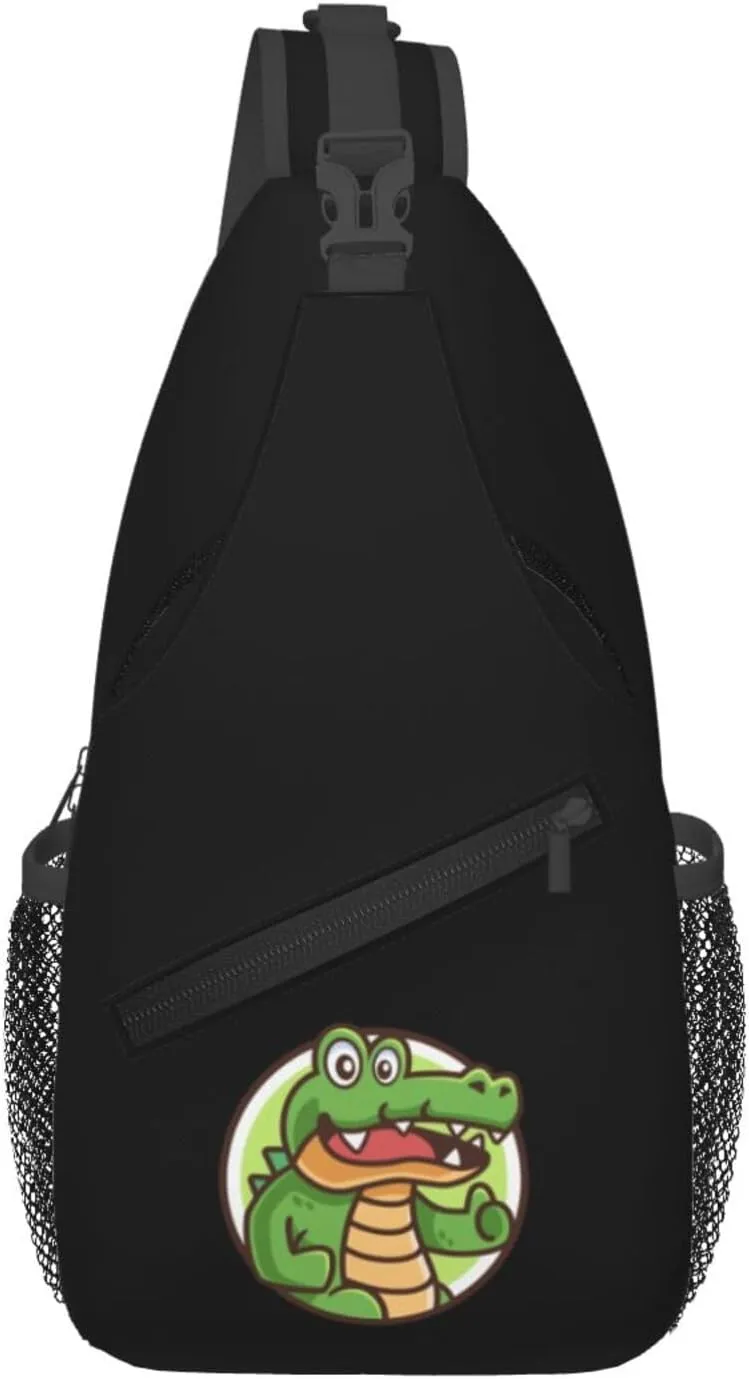 Cartoon Crocodile Gives A Thumbs Up Crossbody Bags For Women Men Chest Backpack Gym Shoulder Bag Travel Outdoor Sports Casual Crossbody Bags