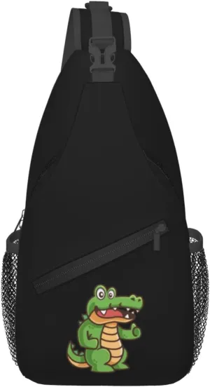 Cartoon Crocodile Gives A Thumbs Up Crossbody Bags For Women Men Chest Backpack Gym Shoulder Bag Travel Outdoor Sports Casual Crossbody Bags
