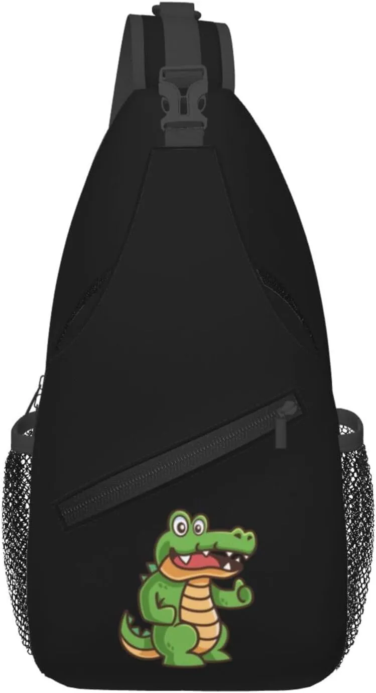 Cartoon Crocodile Gives A Thumbs Up Crossbody Bags For Women Men Chest Backpack Gym Shoulder Bag Travel Outdoor Sports Casual Crossbody Bags