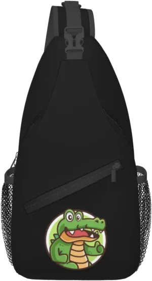 Cartoon Crocodile Gives A Thumbs Up Crossbody Bags For Women Men Chest Backpack Gym Shoulder Bag Travel Outdoor Sports Casual Crossbody Bags