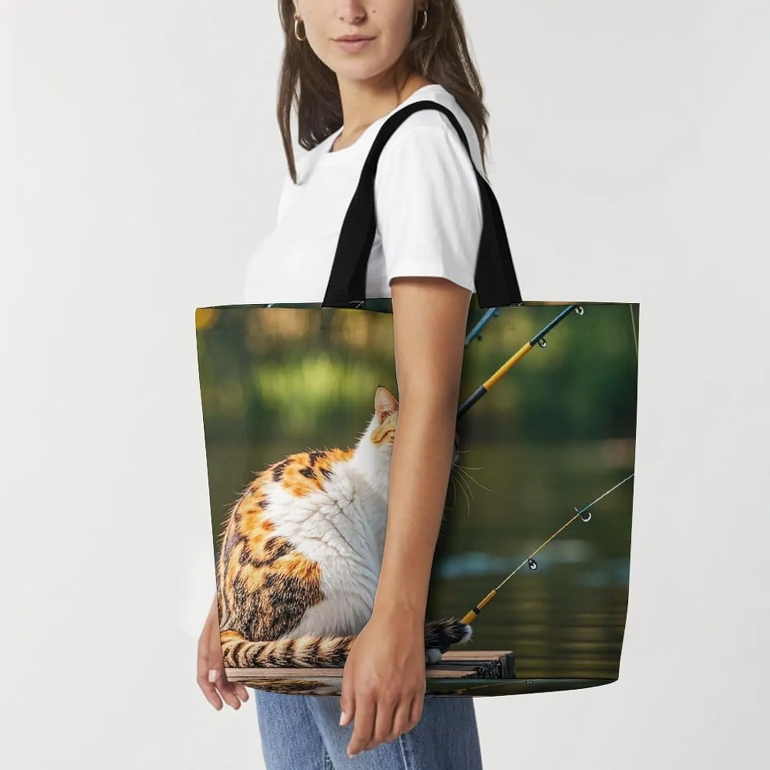 Cartoon Cute Otter Tote Bag for Women Reusable Grocery Shoulder Bag Shopping Bags for Travel, Groceries
