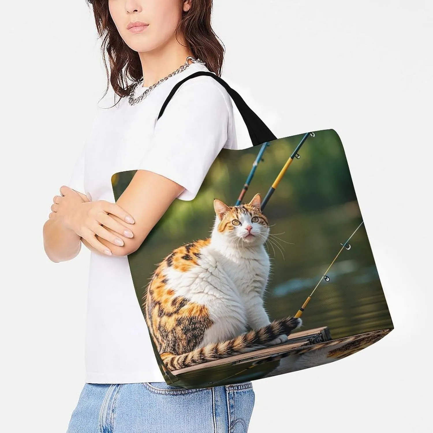 Cartoon Cute Otter Tote Bag for Women Reusable Grocery Shoulder Bag Shopping Bags for Travel, Groceries